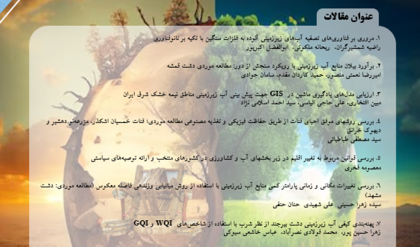 انعقاد توافق نامه فی مابین بین نشریه آبخوان و قنات و انجمن هیدرولیک ایران